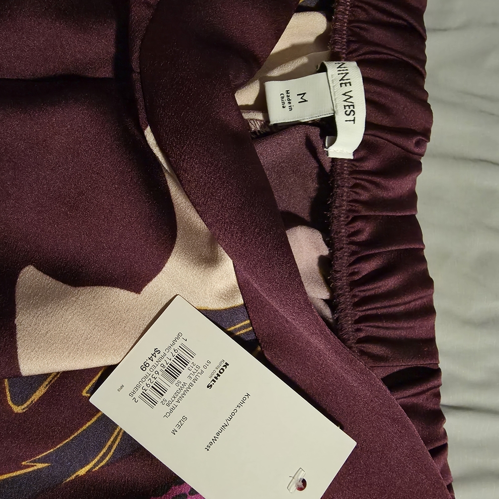 Nine West Burgundy and Cream Floral Pants - Picture 3 of 3